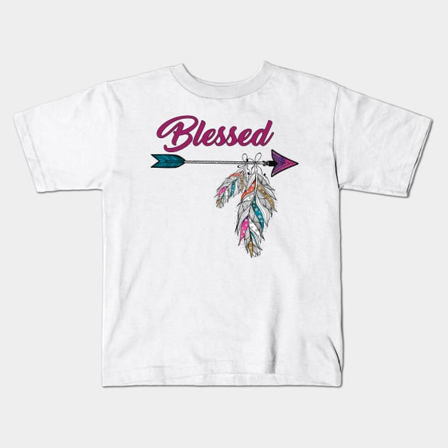 Arrow Blessed Feathers Kids T-Shirt by creativegraphics247